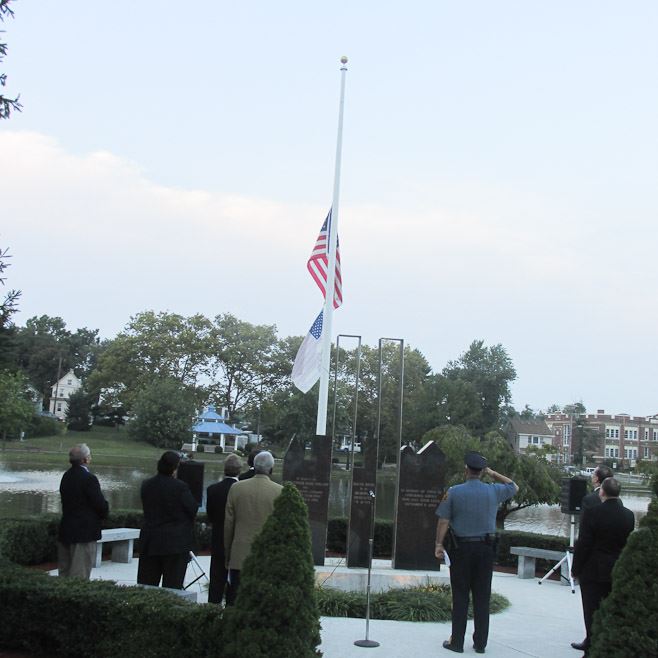 Attendees Facing the Flag